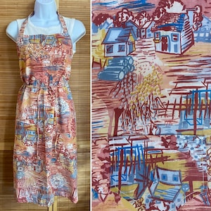 Vintage Full Apron Toile Vintage Print One Size