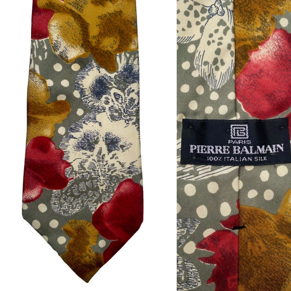 Vintage Pierre Balmain Designer Silk Necktie, Designer Ties