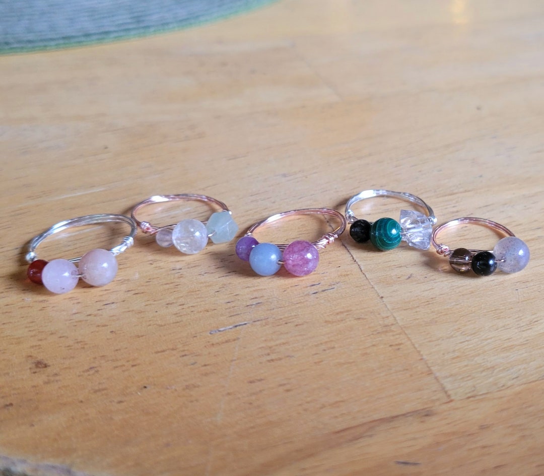 Natural Crystal Grid Ring, Crystal Intention Ring, Healing Crystal Ring ...