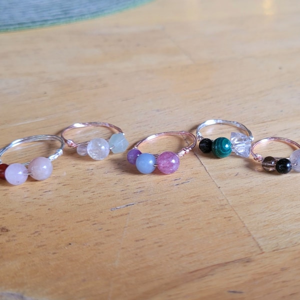 Natural crystal grid ring, Crystal intention ring, Healing crystal ring, wire wrapped crystal ring, crystals for love, metaphysical ring