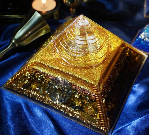 Large Abundance Orgonite Pyramid Copper Wire Reiki Crystal Etsy Canada