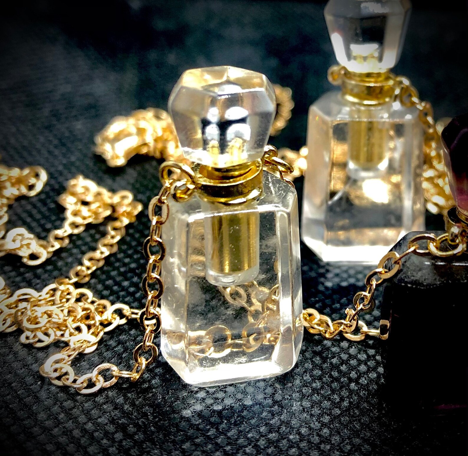 Crystal Essential Oil Bottles Clear Quartz Bottles Rose Etsy