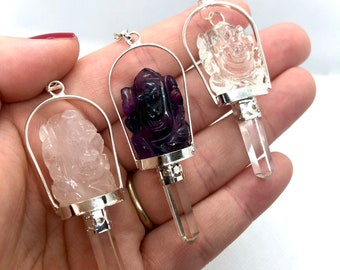 Ganesha Pendulum - Rose Quartz Ganesha, Amethyst Ganesha or Clear Quartz Ganesha