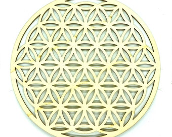 Flower of Life Sacred Geometry, Laser Cut Wood Flower of life Crystal Grid, Sphere Holder