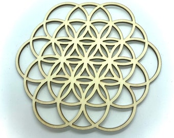 Flower of Life Sacred Geometry, Laser Cut Wood,  Flower of Life, Crystal Grid, Sphere Holder