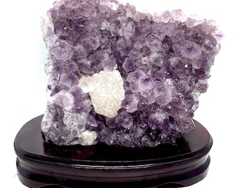 Amethyst on Stand, Amethyst with Calcite Freeform on Stand