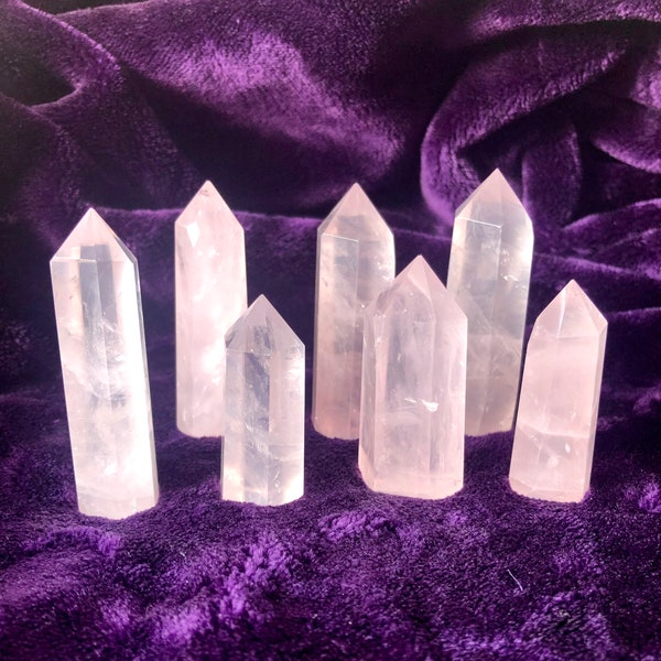Rose Quartz Towers - super gemmy rose quartz polished mini towers with amazing clarity