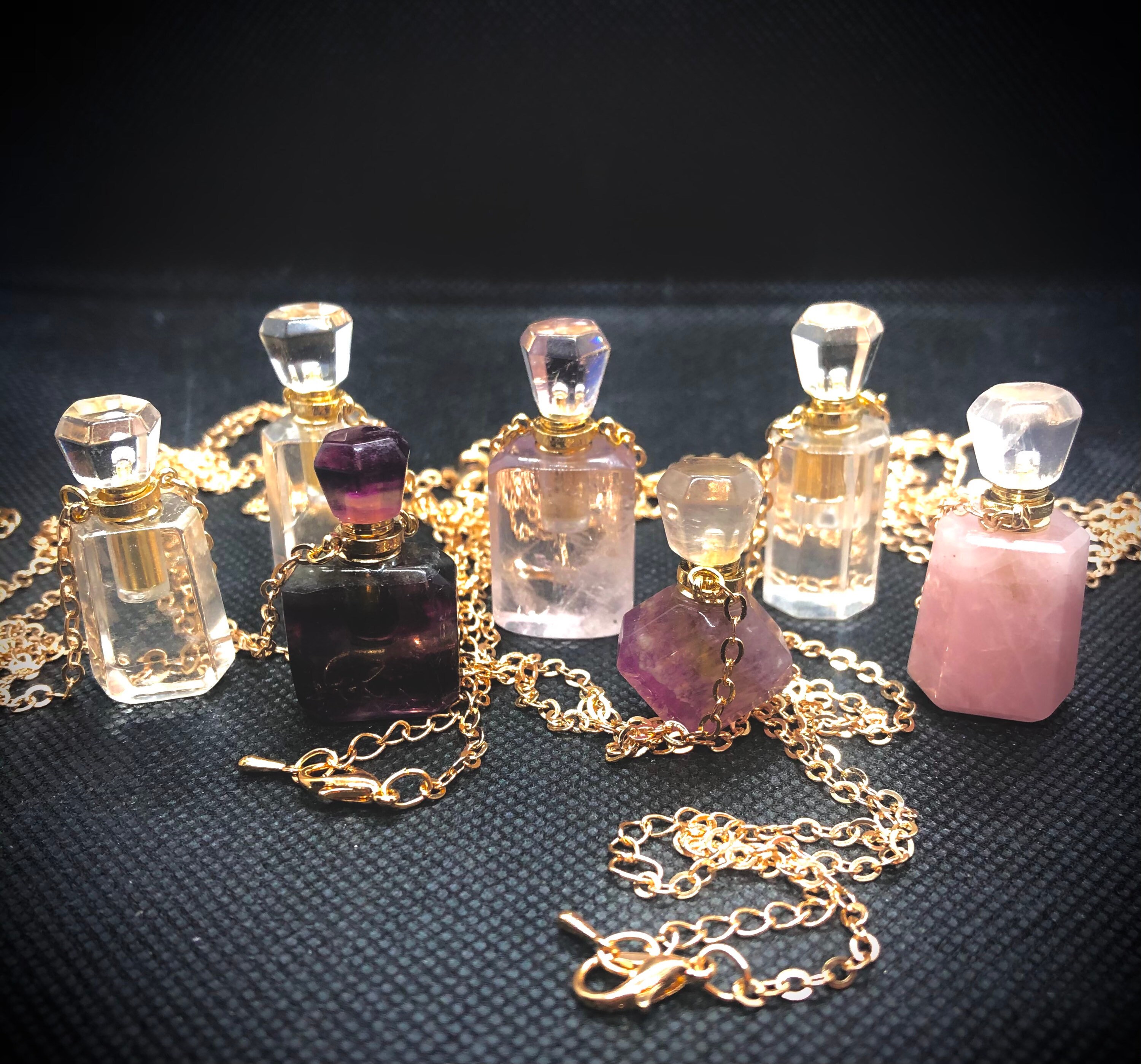 Crystal Essential Oil Bottles Clear Quartz Bottles Rose Etsy