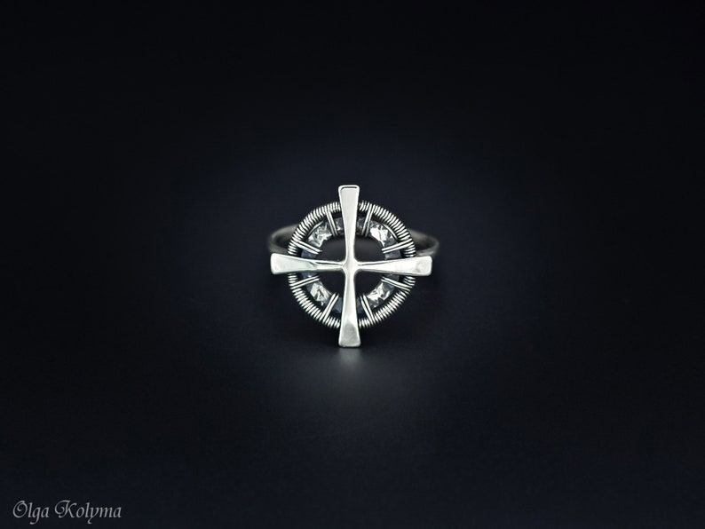 Celtic cross ring Silver jewelry Wire wrapped ring jewelry for men