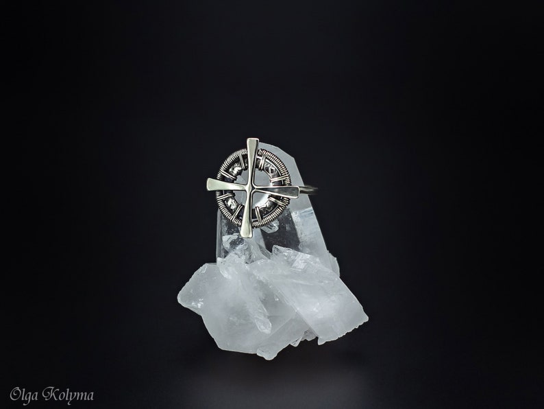 Celtic cross ring Silver jewelry Wire wrapped ring jewelry for men