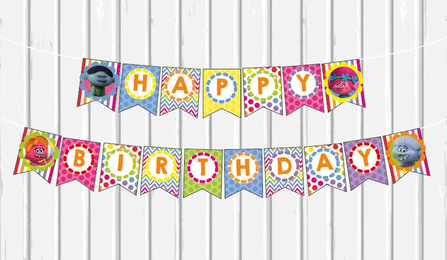 Trolls Digital Printable Banner INSTANT DOWNLOAD - Etsy