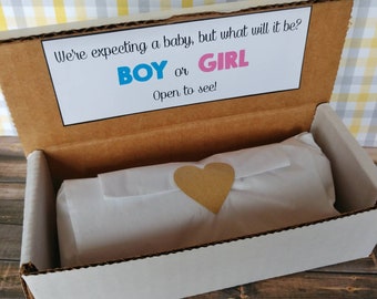 Gender Reveal Idea (surprise, fast shipping, gender announcement, booties, new grandparents, parents, pink, blue, it's a girl, it's a boy)