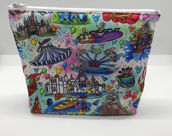 Disneyland rides cosmetic bags