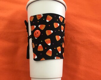 Confetti candy corn halloween coffee cozy