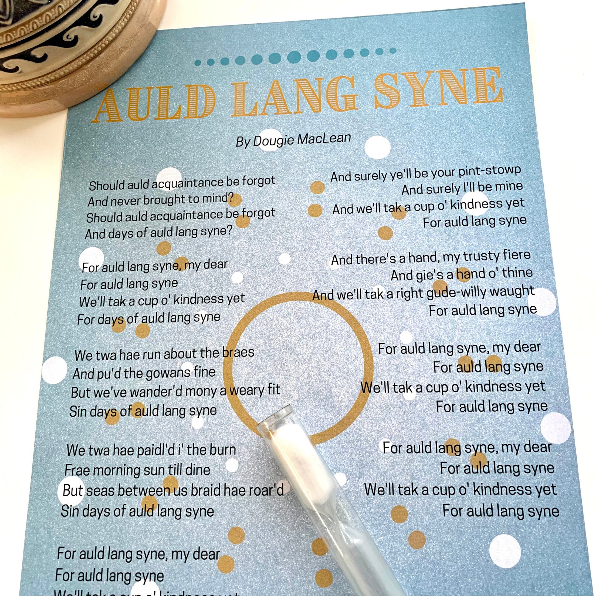 Auld Lang Syne Printable Lyrics - Etsy