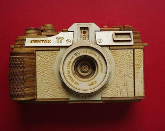 Modelo de madera de cámara de película de medio fotograma Pentax 17 de 35 mm
