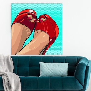 Roy Lichtenstein Style Poster Download Red Shoes Print Art of the Sixties Pop Art Printable Download PNG JPG Instant Download Wall Art