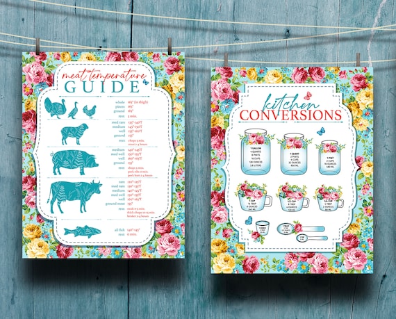 Pioneer Woman Kitchen Conversions & Meat Temperature Chart (Digital Download)