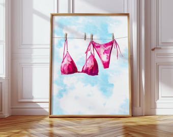 Trendy Bikini Dorm Wall Art Pink Coquette Aesthetic Printable Digital Download Modern College Trendy Dormdecor Roommate Gift Decorating Dorm