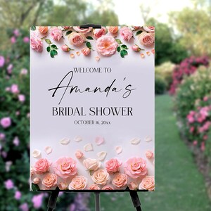 Blush Pink Floral Bridal Shower Sign Custom Bridal Shower Welcome Sign Floral Flower Bridal Shower Decor Floral Bridal Shower Decorations