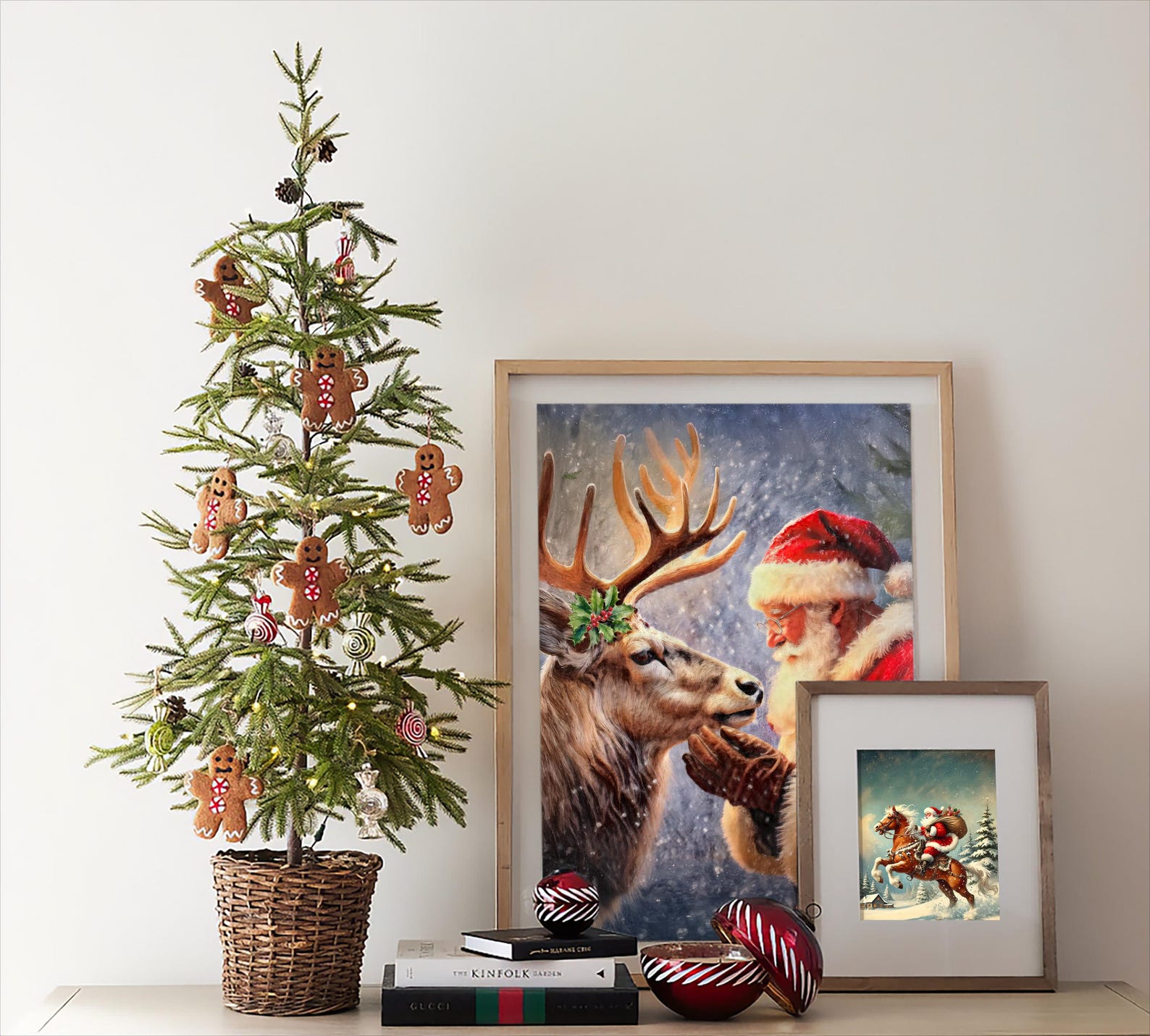 Vintage Christmas Wall Art Downloadable Christmas Printful Print Santa ...
