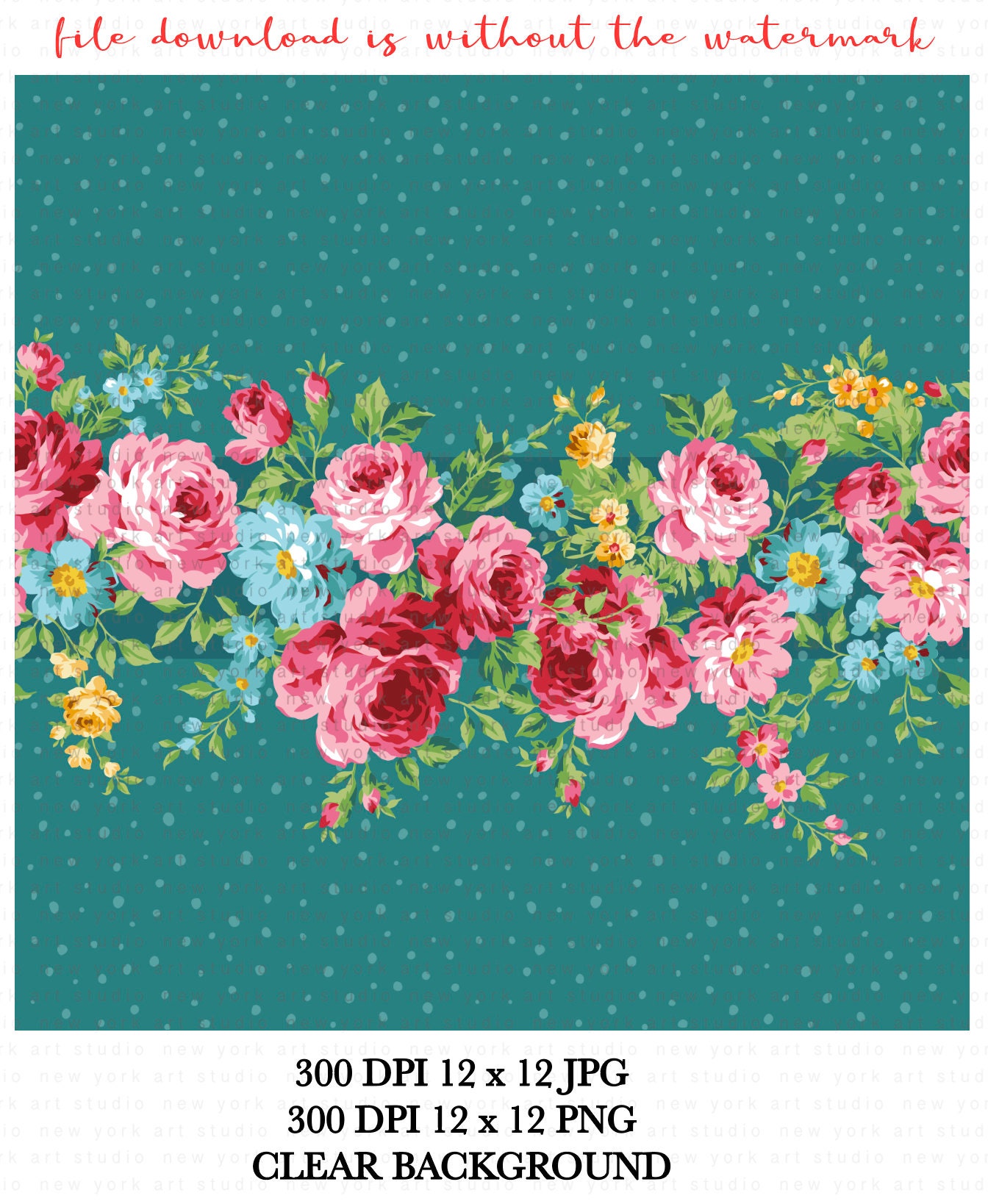 Sweet Rose Seamless Digital Paper: Farmhouse Floral (digital