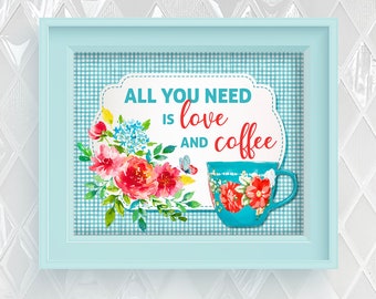 Floral Coffee Cup Wall Art: Pioneer Woman Style (Digital Download)