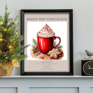 Christmas Cocktail Recipe Art: Boozy Hot Chocolate PNG (Digital Download)