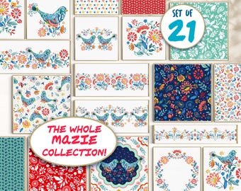 Sweet Rose Seamless Pattern Bundle: Farmhouse Country Digital Paper (PNG, JPG Downloads)