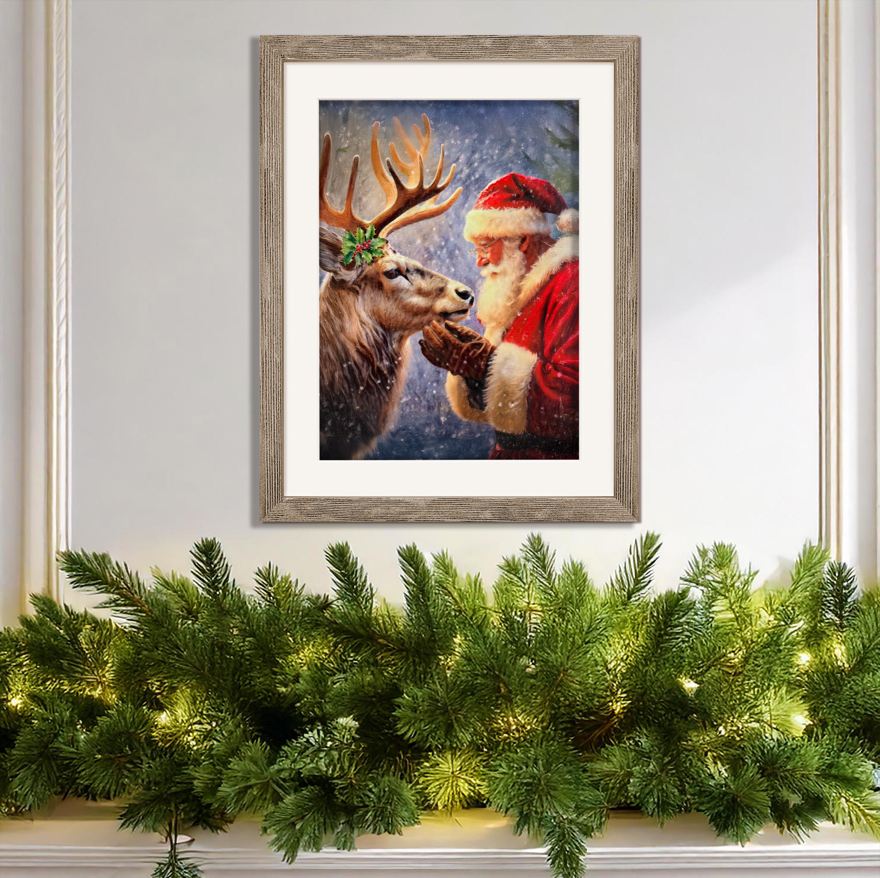 Vintage Christmas Wall Art Downloadable Christmas Printful Print Santa ...