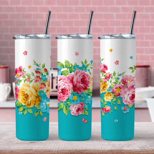 Sweet Rose Floral Pioneer Tumbler Wrap Sublimation PNG Seamless Gift for Woman Gift for Her Tumbler Download PNG Tumbler Designs Tumbler PNG