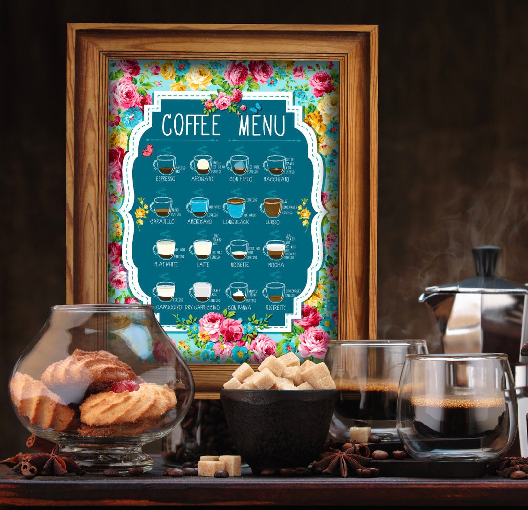 Coffee Menu Wall Art & Sublimation Design PNG JPG Digital Etsy