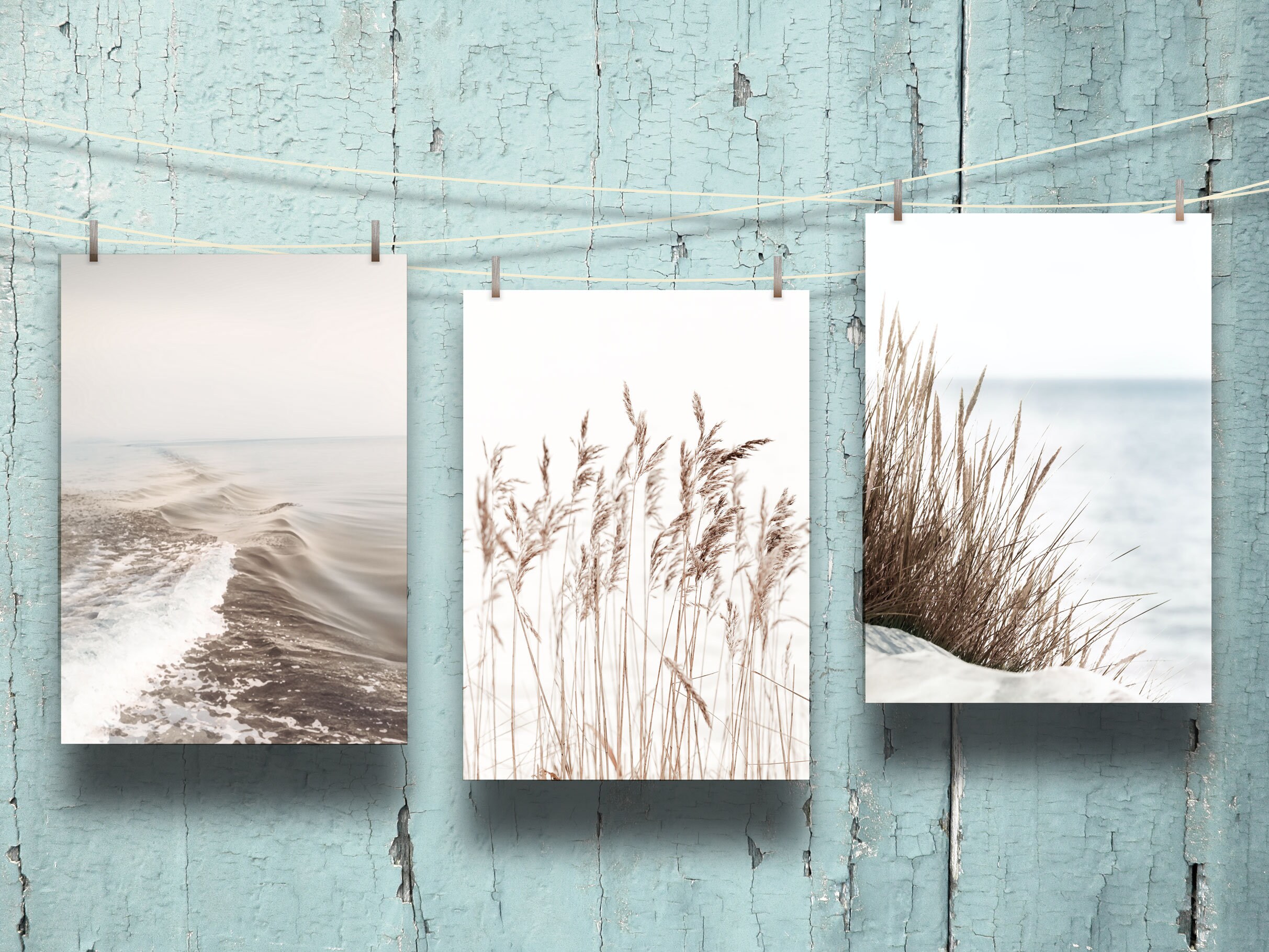 Sepia Costal Prints Set of 3 Beach Prints Beach Wall Art Etsy