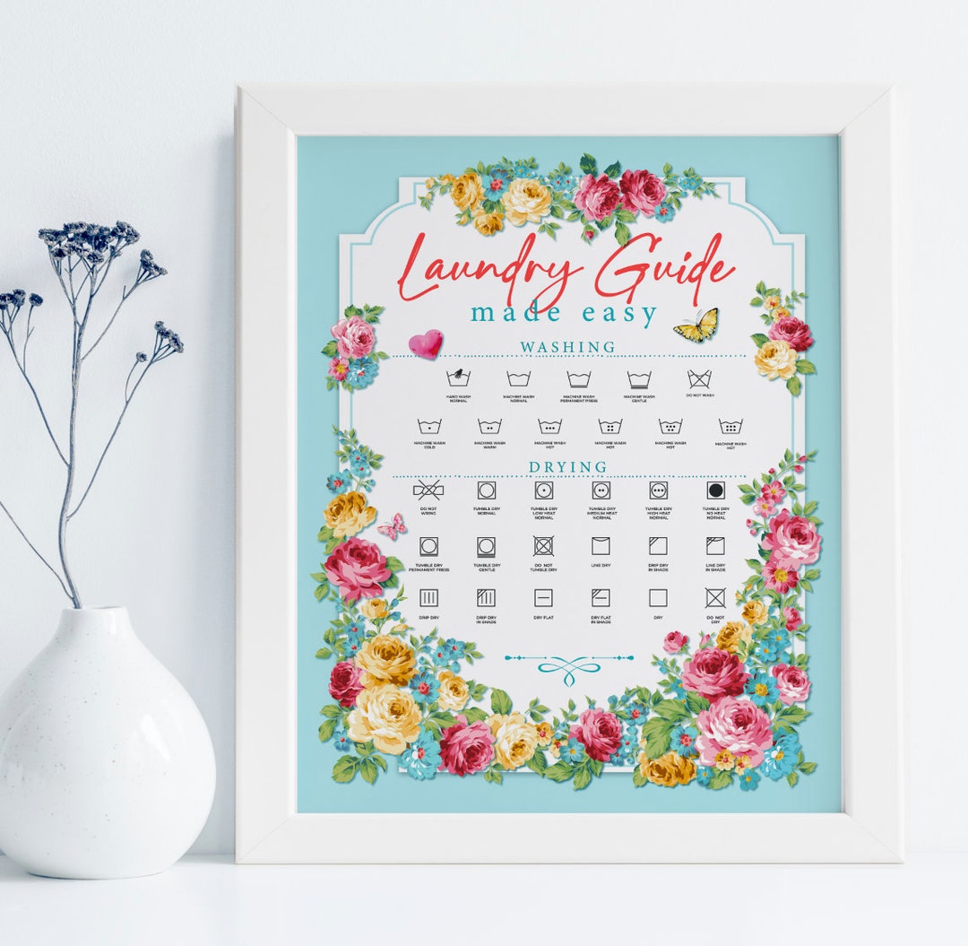 Sweet Rose Laundry Guide Wall Art & Sublimation Design PNG JPG Digital ...