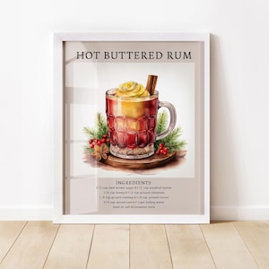Christmas Cocktail Recipe Art: Hot Buttered Rum (Digital Download)