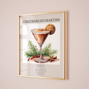 Christmas Gingerbread Martini Recipe Art: Holiday Cocktail PNG (Digital Download)