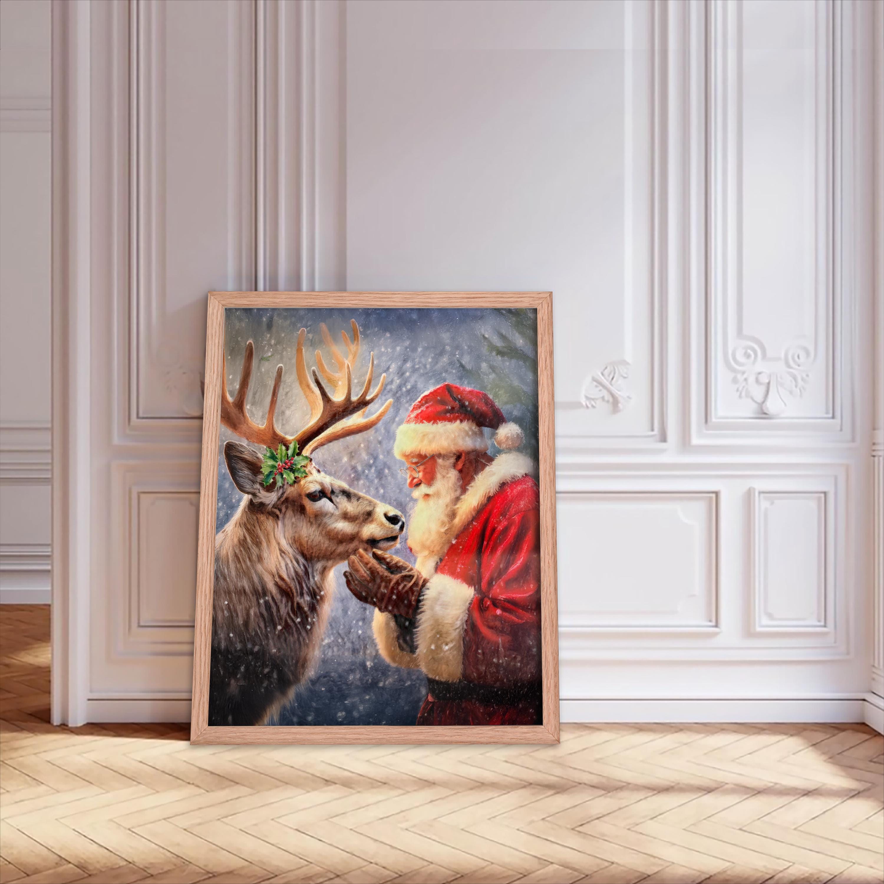 Vintage Christmas Wall Art Downloadable Christmas Printful Print Santa ...