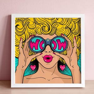 Wow Girl Roy Lichtenstein-Style Pop Art Poster Digital Download Printable Cartoon DIY Wall Artwork Graphic Art Comic Art Retro Wall Decor