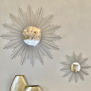 2 Sparkle Sunburst Mirror Set (29&quot;) (17”), Starburst Mirror, Sun mirror, sunburst mirror,  sunbeam mirror, large sunburst mirror, sun mirror