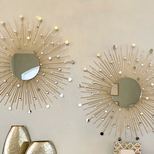 2 Glamorous Sunburst Mirror Set 29 Starburst Mirror Etsy