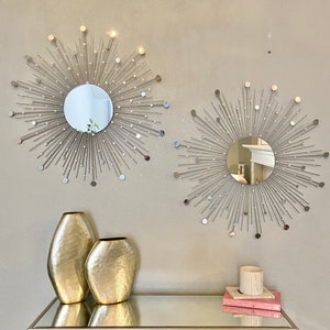2 Glamorous Sunburst Mirror Set (29&quot;), Sunburst Mirror,  Starburst Mirror, Mirror wall decor, Sun mirror, Gold Sunburst mirror, wall decor