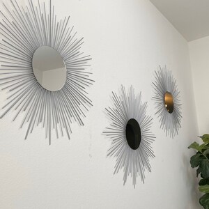 Trio 30 Sunburst Mirrors, Starburst Mirror, Mirror wall decor, Sun mirror, Gold Sunburst mirror, wall decor, Home Decor image 2