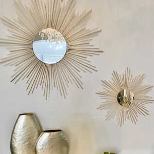 2 Sunburst Mirror Set (29”) (17”), Sunburst Mirror,  Starburst Mirror, Mirror wall decor, Sun mirror