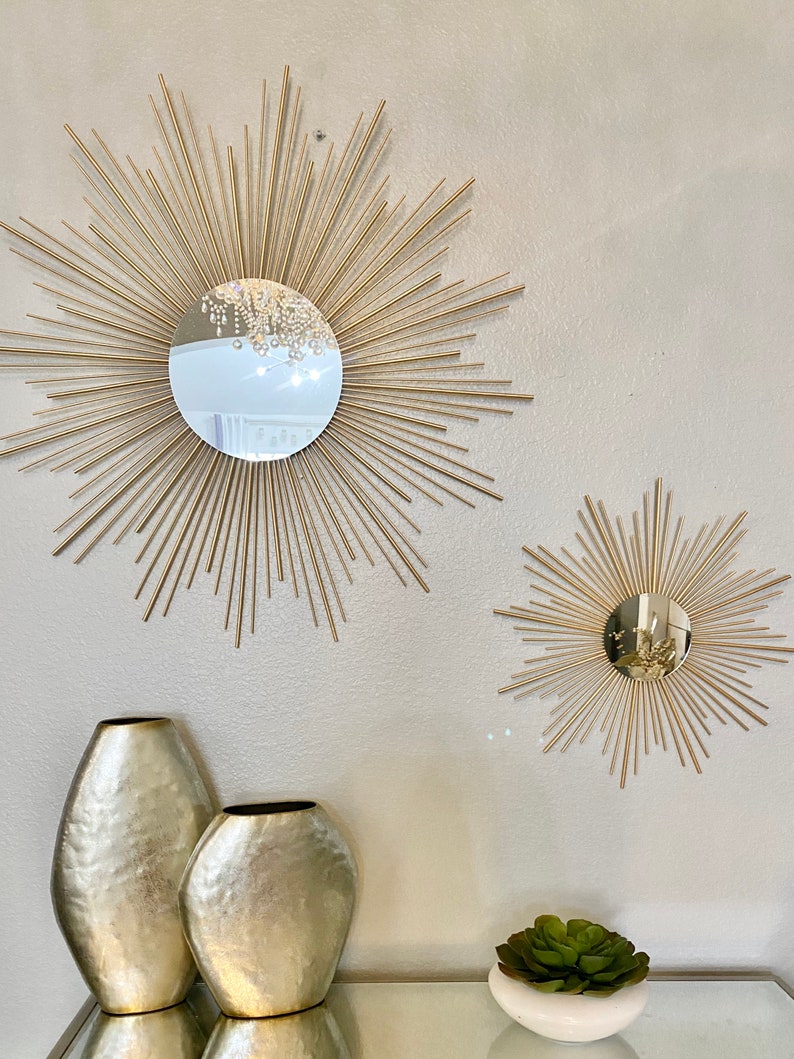 2 Sunburst Mirror Set 29 17, Sunburst Mirror, Starburst Mirror, Mirror wall decor, Sun mirror image 1