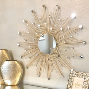 30&quot; Glam Starburst Mirror, Sunburst Mirror,  Starburst Mirror, Sun mirror, gold sunburst mirror, gold sunbeam mirror, large sunburst mirror