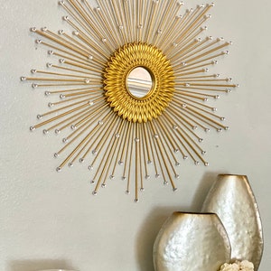 30&quot; Decorative Starburst Mirror, Sunburst Mirror, Sun mirror, gold sunburst mirror, gold sunbeam mirror, large sunburst mirror
