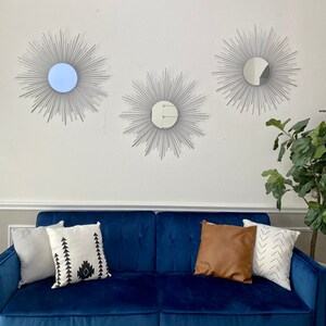 Trio 30 Sunburst Mirrors, Starburst Mirror, Mirror wall decor, Sun mirror, Gold Sunburst mirror, wall decor, Home Decor image 6