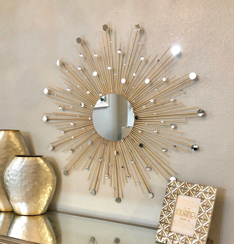 30 Glamorous Sunburst Mirror, Starburst Mirror, Mirror wall decor, Sun mirror, Gold Sunburst mirror, wall decor, home decor 画像 1