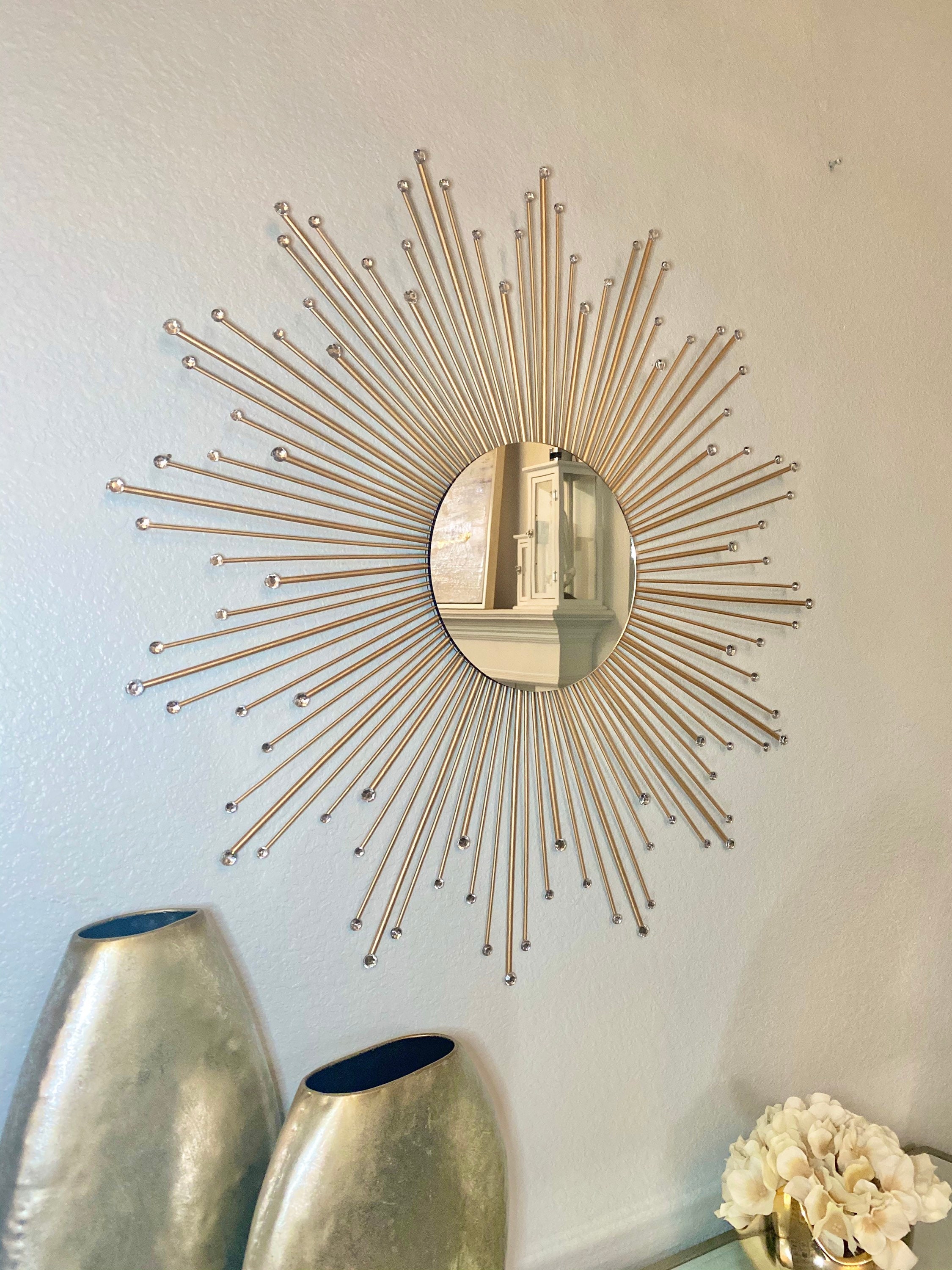 30 Sparkle Sunburst Mirror Gems Sunburst Mirror Starburst Mirror Mirror Wall Decor Sun Mirror Gold Sunburst