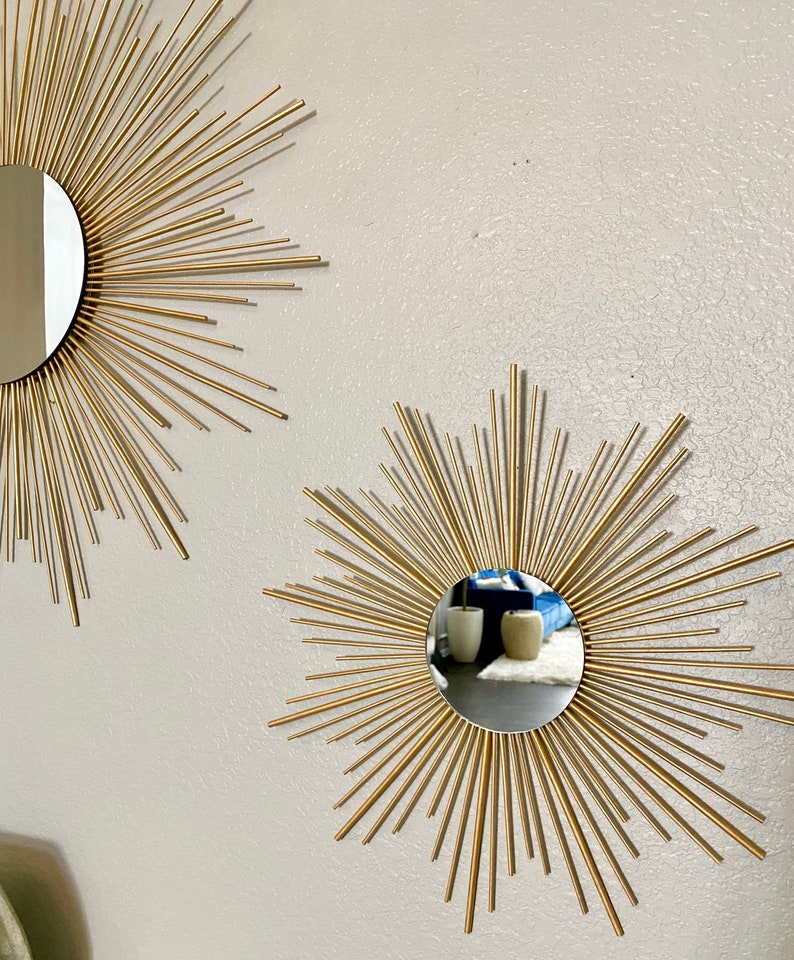 2 Sunburst Mirror Set 29 17, Sunburst Mirror, Starburst Mirror, Mirror wall decor, Sun mirror image 2